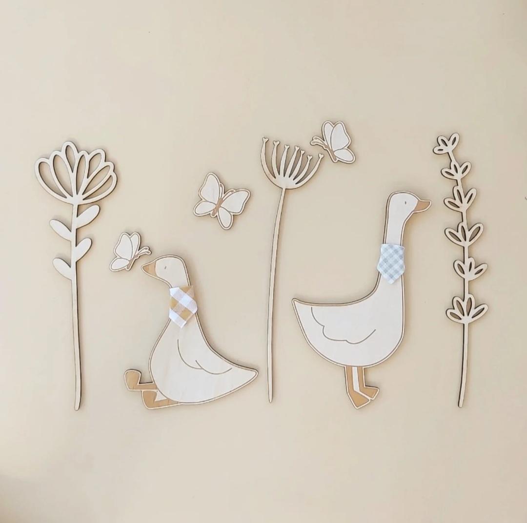 Set of 2 Gingham Geese