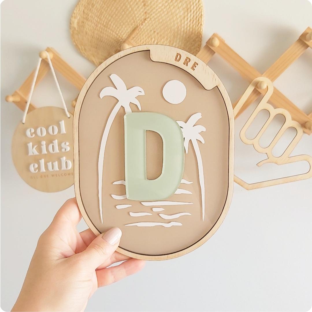 Palm Initial Plaque | Colour Options
