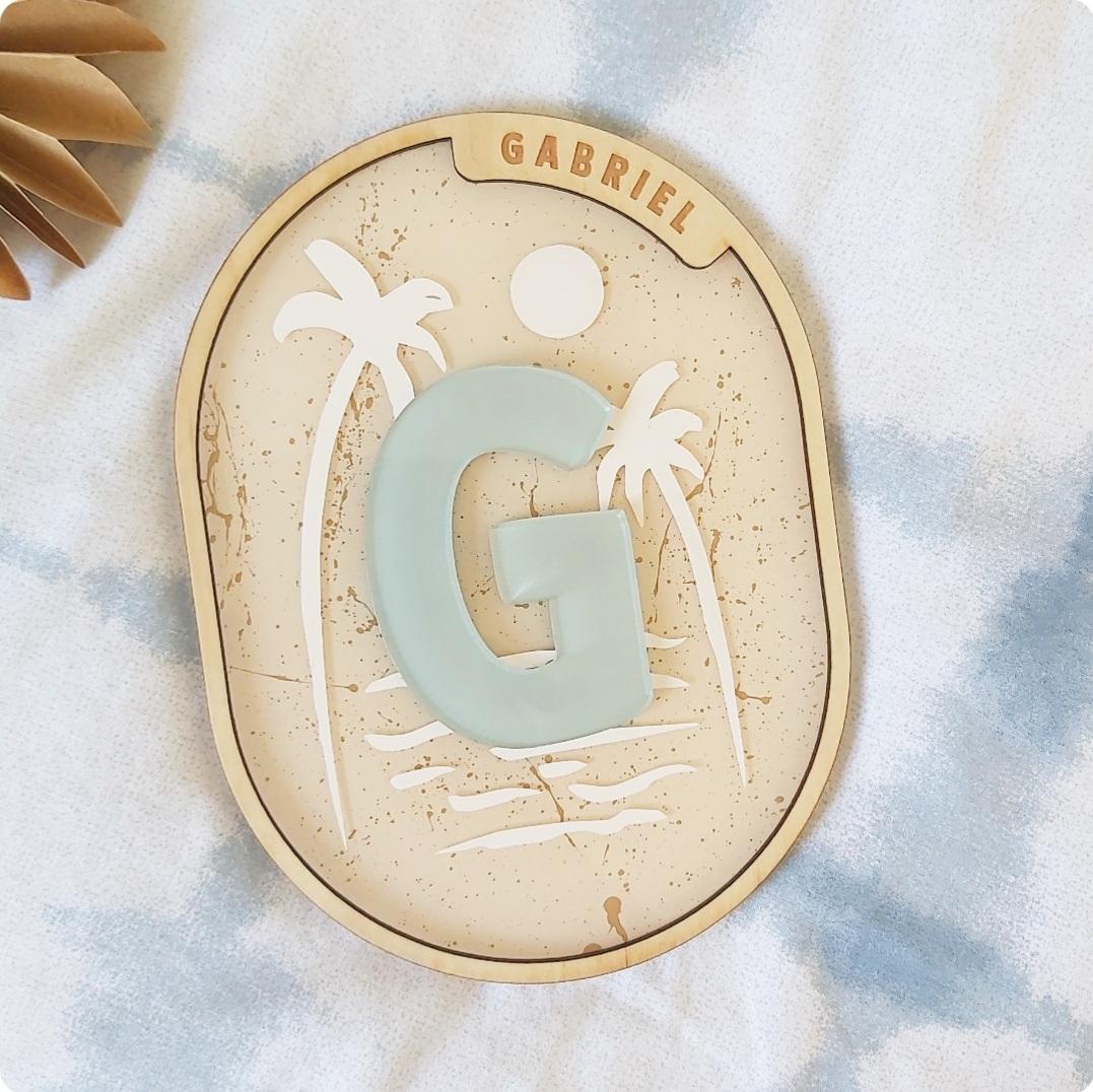 Palm Initial Plaque | Colour Options