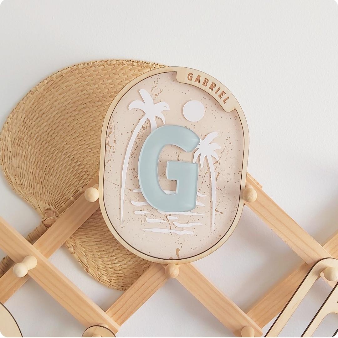 Palm Initial Plaque | Colour Options