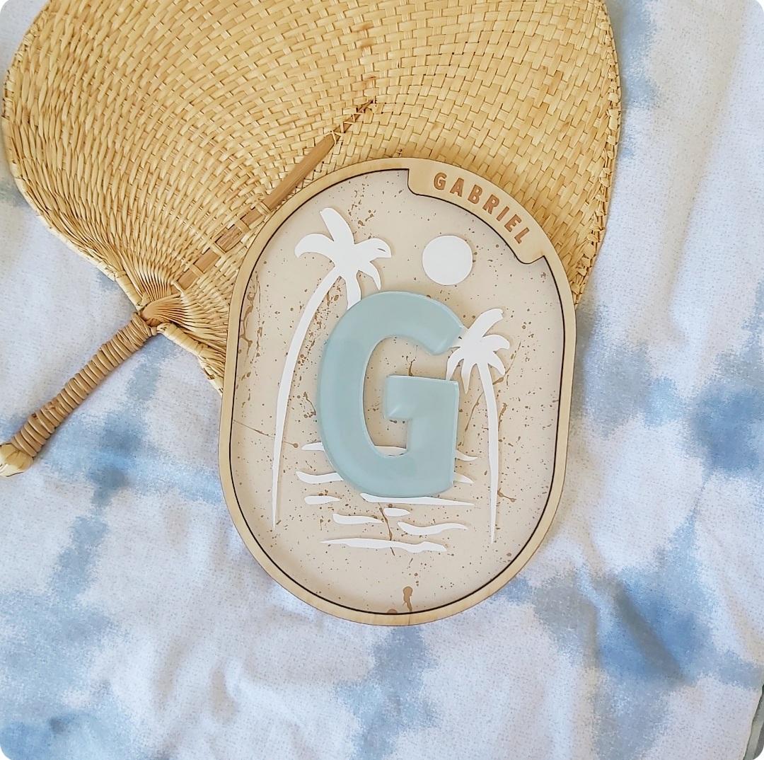 Palm Initial Plaque | Colour Options