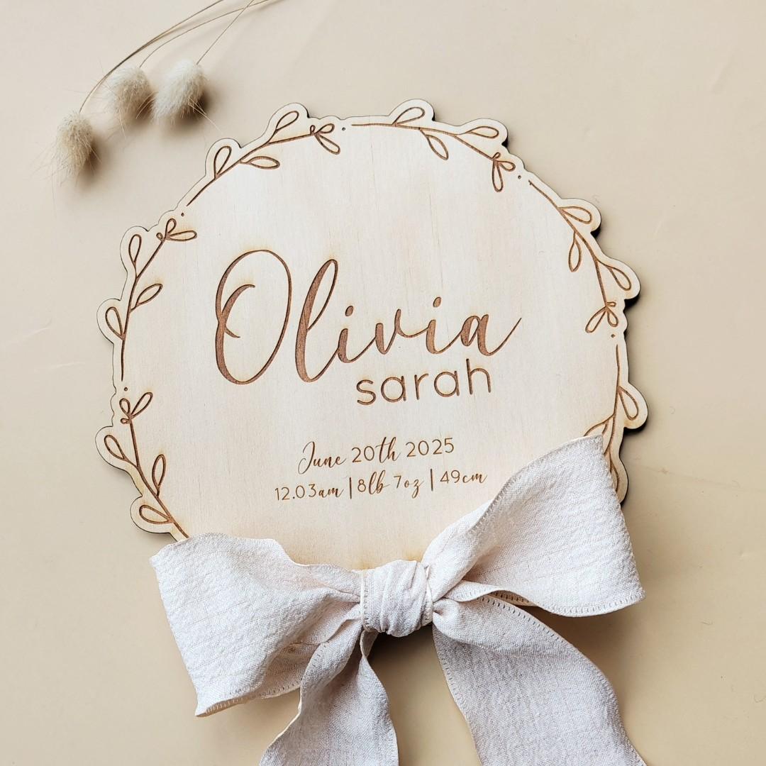 Birth Announcement Leafy Plaque