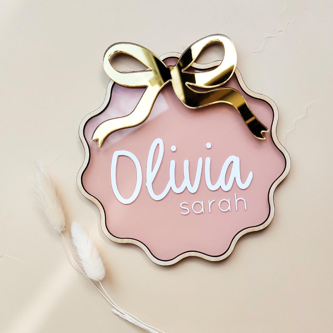 Wavy Name Bow Plaque