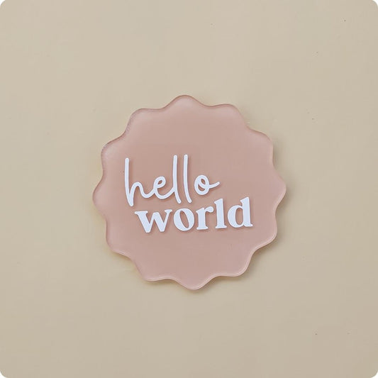 Wavey Hello World Plaque | Colour Options