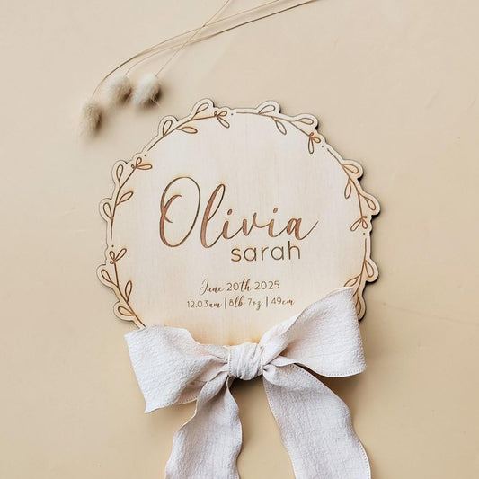 Birth Announcement Leafy Plaque